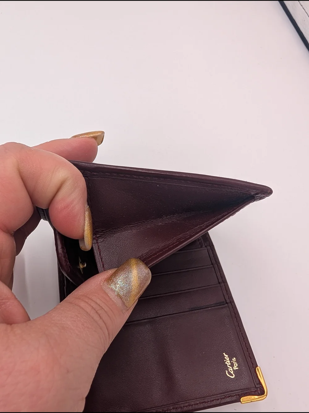 Cartier Leather Wallet with Gold Corners